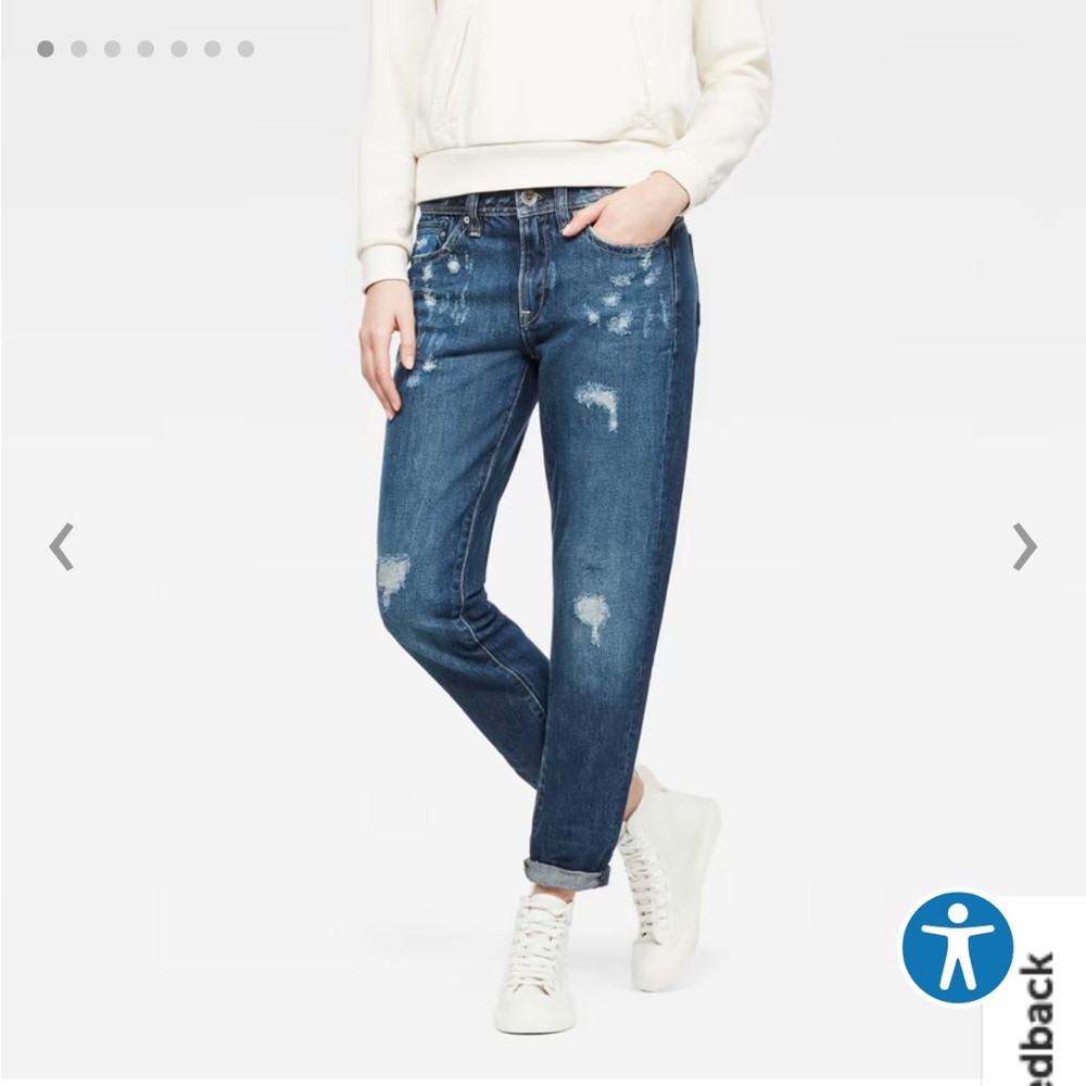G-Star Raw Midge Saddle Mid Waist Boyfriend Jeans Women’s Size 27 Distressed